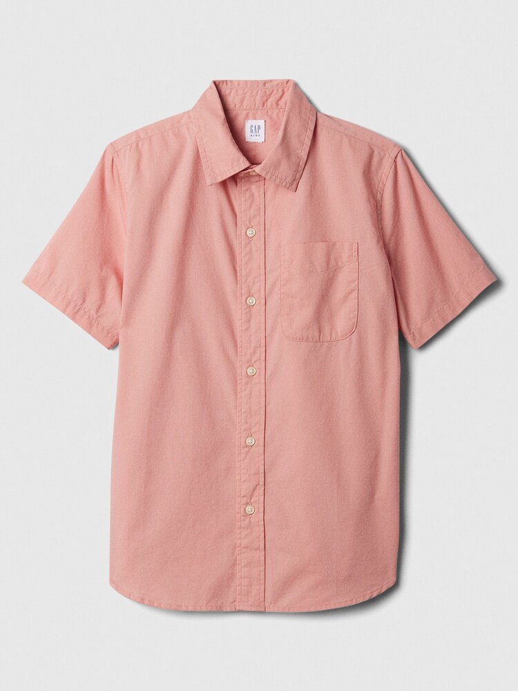 Gap Pink Poplin Short Sleeve Shirt - Image 1 of 1