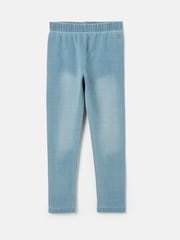 Joules Girls' Trot Light Wash Blue Jersey Denim Jodphur-Style Leggings - Image 1 of 4