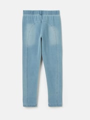 Joules Girls' Trot Light Wash Blue Jersey Denim Jodphur-Style Leggings - Image 2 of 4