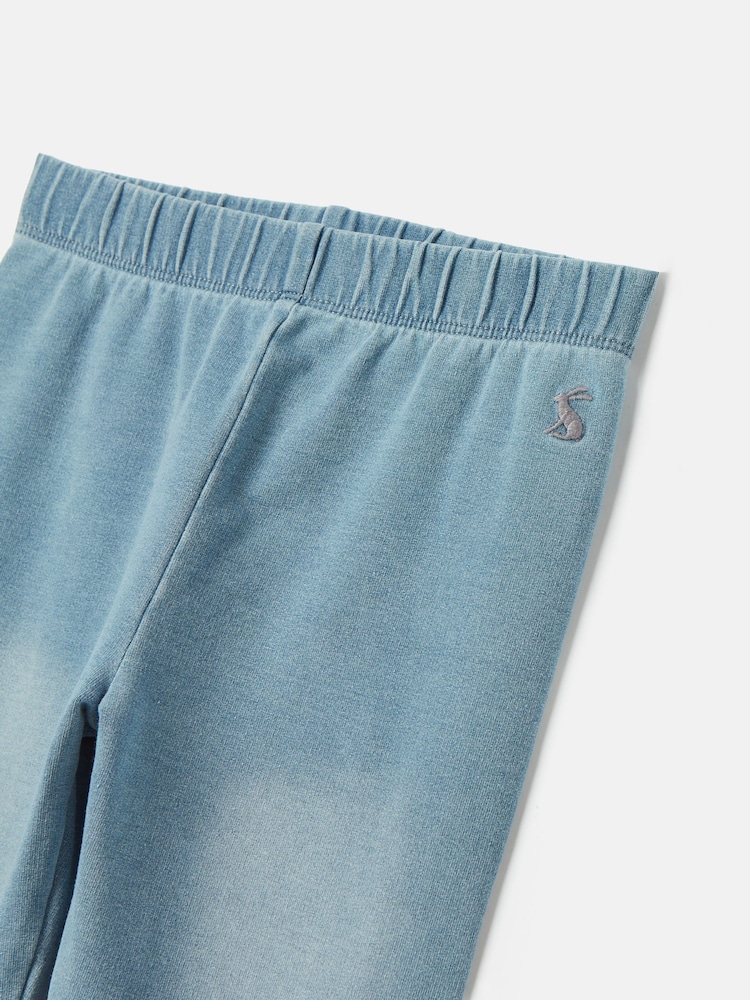 Joules Girls' Trot Light Wash Blue Jersey Denim Jodphur-Style Leggings - Image 4 of 4