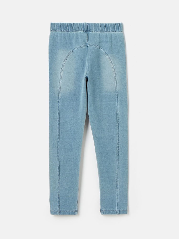 Joules Girls' Trot Light Wash Blue Jersey Denim Jodphur-Style Leggings - Image 5 of 5