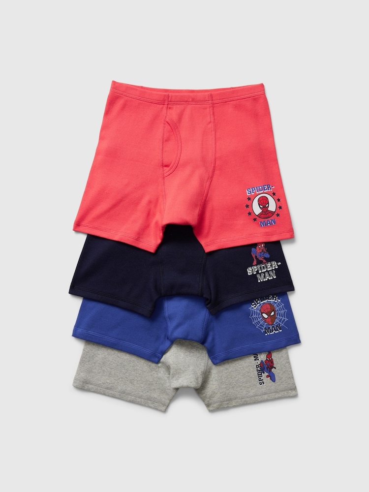 Gap Multi Marvel Spider-Man Cotton Boxer Briefs 4 Pack (4-12yrs) - Image 1 of 2