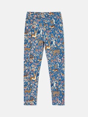 Joules Girls' Dee Dee Mid Blue Animals Print Leggings - Image 1 of 3
