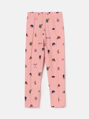 Joules Girls' Dee Dee Pink Horse Print Leggings - Image 1 of 3