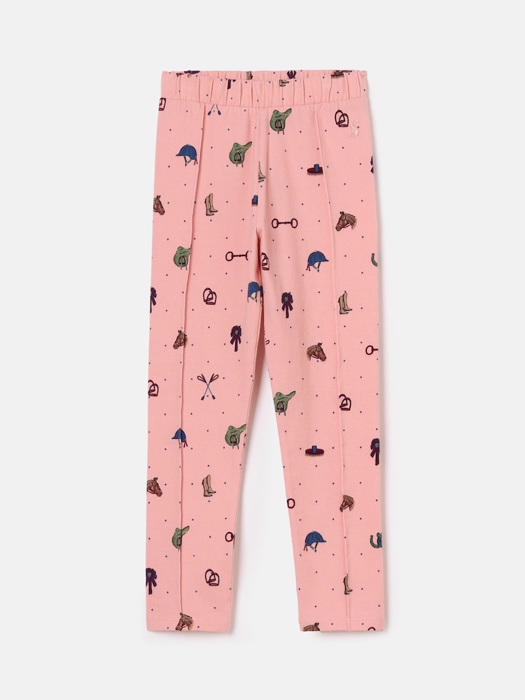 Joules Girls' Dee Dee Pink Horse Print Leggings - Image 1 of 3
