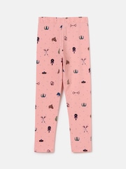 Joules Girls' Dee Dee Pink Horse Print Leggings - Image 3 of 3