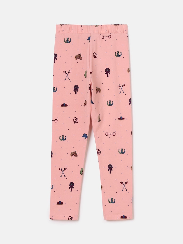 Joules Girls' Dee Dee Pink Horse Print Leggings - Image 3 of 3