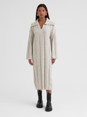 4th & Reckless Grey Leo Slouchy Knitted Midi Dress - Image 1 of 4