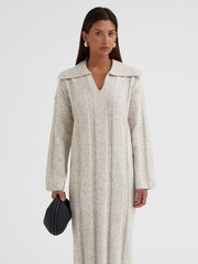 4th & Reckless Grey Leo Slouchy Knitted Midi Dress - Image 3 of 4