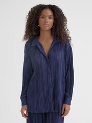 4th & Reckless Blue Palais Pleated Plisse Shirt - Image 1 of 4