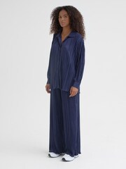 4th & Reckless Blue Palais Pleated Plisse Shirt - Image 2 of 4