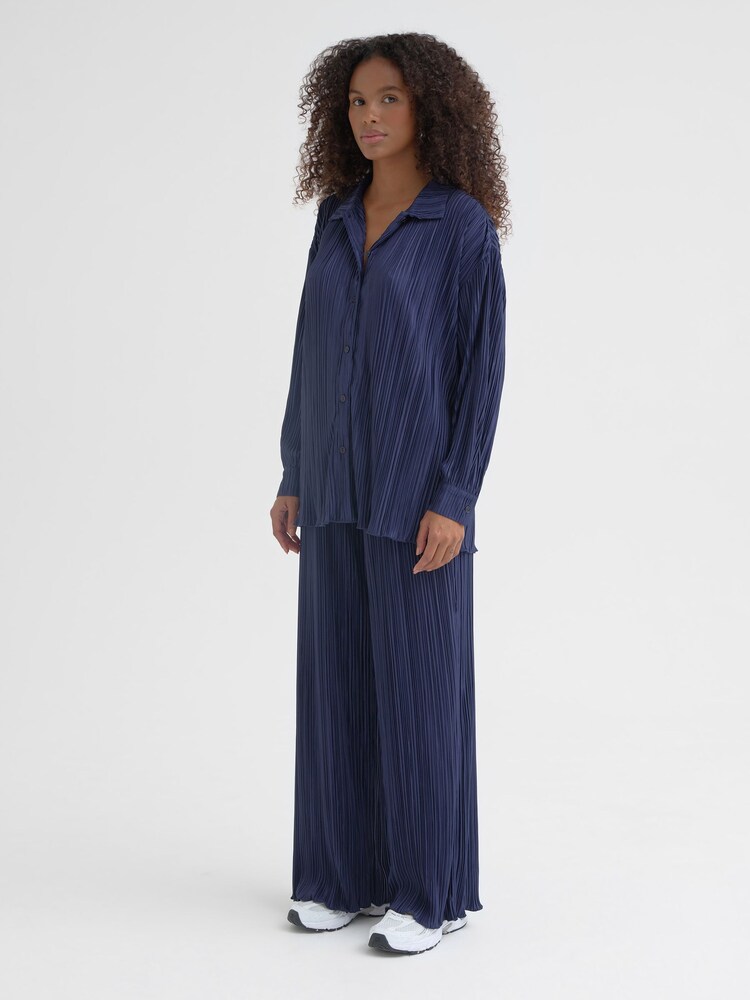 4th & Reckless Blue Palais Pleated Plisse Shirt - Image 2 of 4