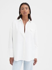 4th & Reckless White Large Bruni Cuff Classic Shirt - Image 1 of 4