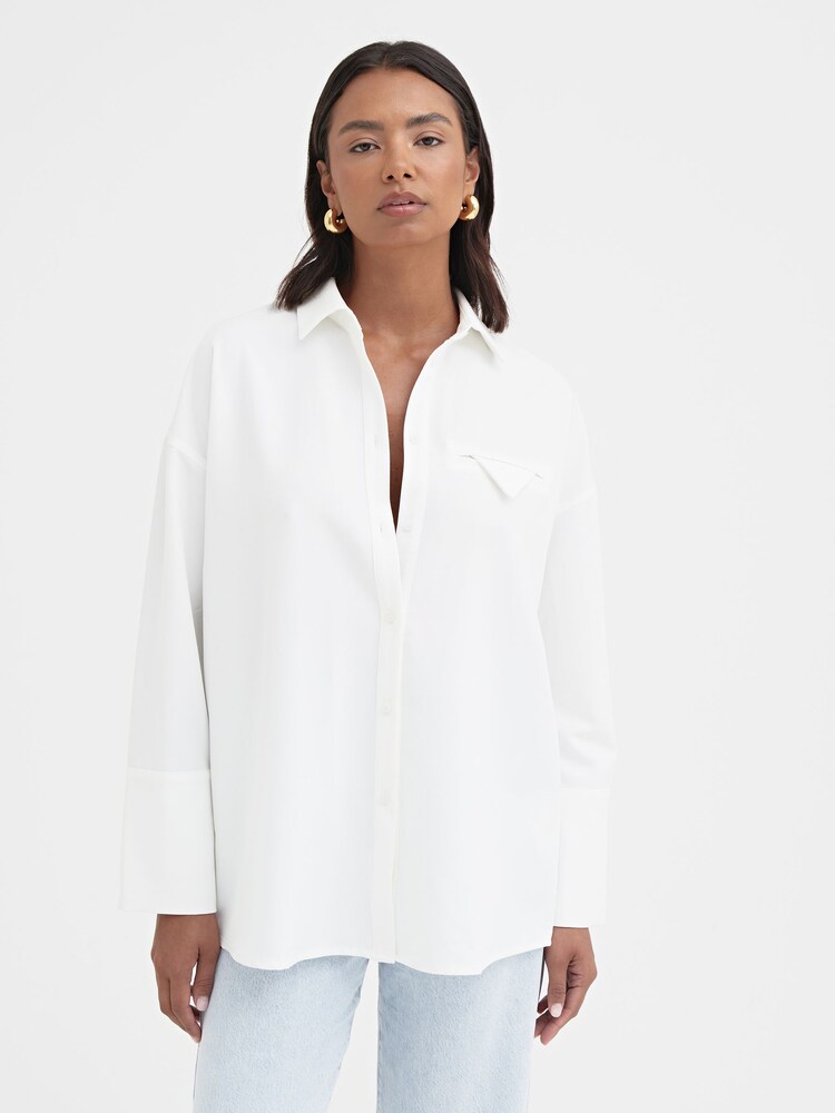 4th & Reckless White Large Bruni Cuff Classic Shirt - Image 1 of 4