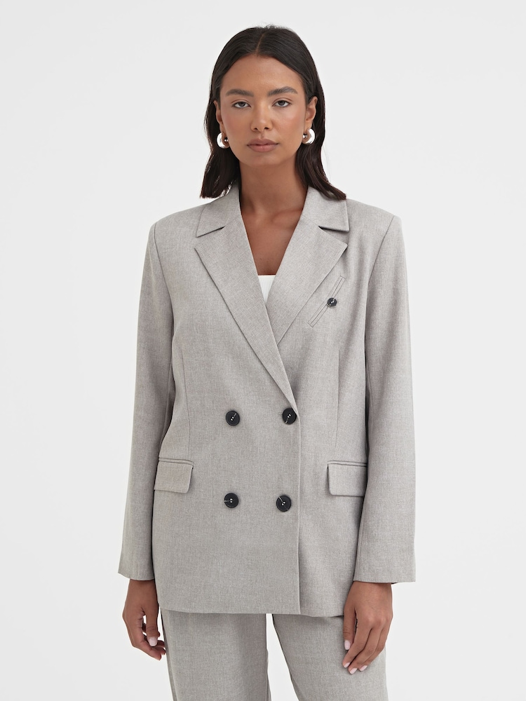 4th & Reckless Grey Aire Double Breasted Tailored Blazer - Image 1 of 5 4th & Reckless Grey Aire Double Breasted Tailored Blazer - Image 1 of 5