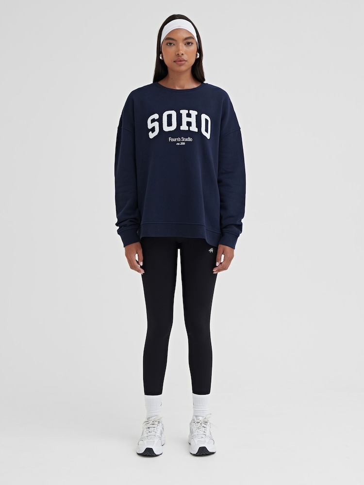 4th & Reckless Blue Boucle Soho 100% Cotton Sweatshirt - Image 1 of 3