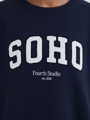 4th & Reckless Blue Boucle Soho 100% Cotton Sweatshirt - Image 3 of 3