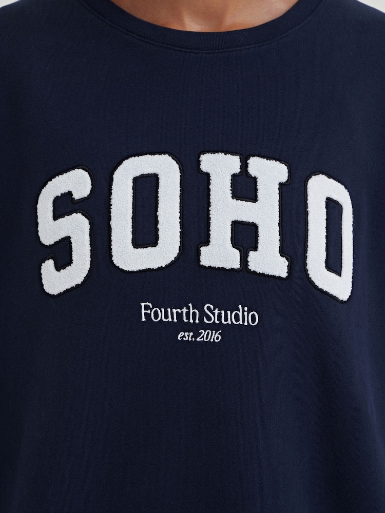 4th & Reckless Blue Boucle Soho 100% Cotton Sweatshirt - Image 3 of 3