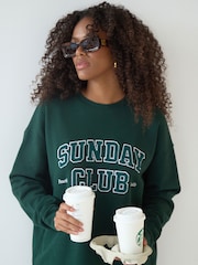 4th & Reckless Green Sunday Club 100% Cotton Sweatshirt - Image 5 of 6