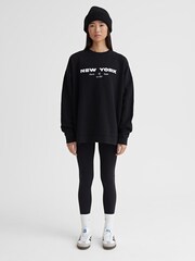 4th & Reckless Black Asha New York Embroidered 100% Cotton Sweatshirt - Image 2 of 4