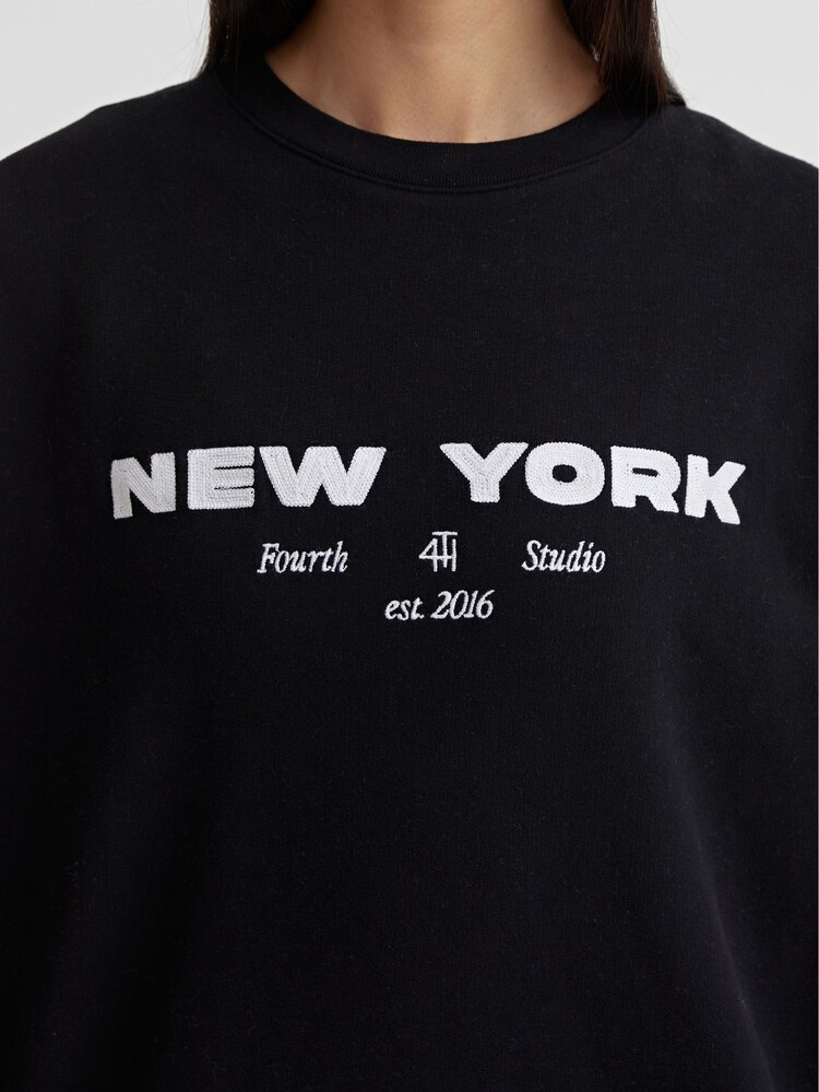 4th & Reckless Black Asha New York Embroidered 100% Cotton Sweatshirt - Image 4 of 4