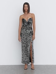 4th & Reckless Black Celio Velvet Sequin Cropped Corset Top - Image 4 of 6