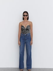 4th & Reckless Black Celio Velvet Sequin Cropped Corset Top - Image 5 of 6