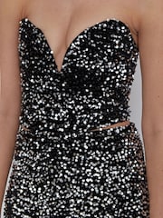 4th & Reckless Black Celio Velvet Sequin Cropped Corset Top - Image 6 of 6