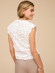 White Short Sleeve Lace Top - Image 4 of 7