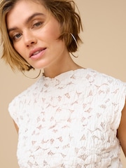 White Short Sleeve Lace Top - Image 5 of 7