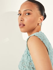Pastel Blue Short Sleeve Lace Top - Image 5 of 8