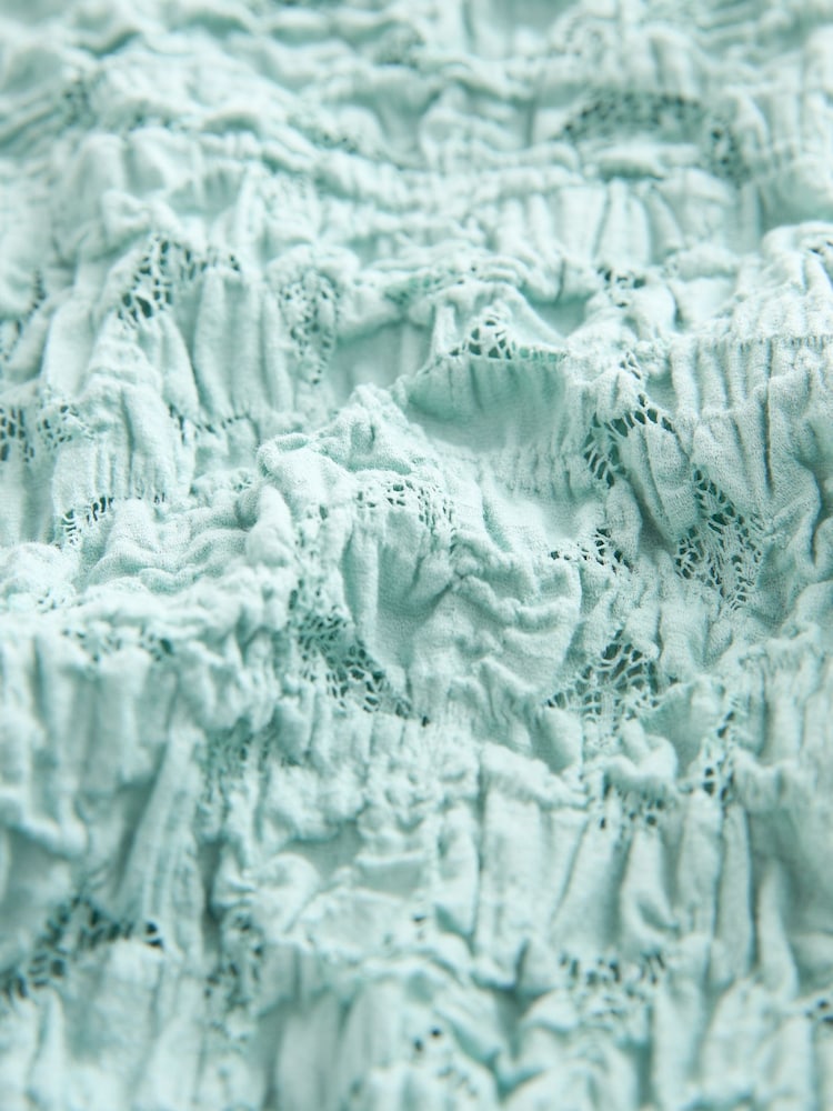 Pastel Blue Short Sleeve Lace Top - Image 8 of 8