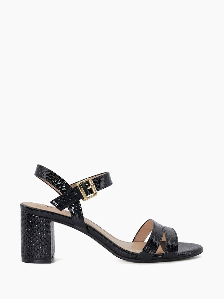 Dune London Black Chrome Standard Fit Merisa 2 Part Block Heel Sandals - Image 1 of 5
