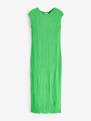 Green Short Sleeve Textured Column Jersey Dress - Image 4 of 4