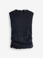 Navy Short Sleeve Lace Top - Image 6 of 7