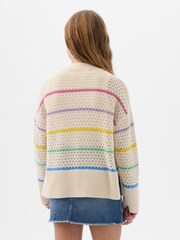 Gap Cream Pointelle V Neck Long Sleeve Cardigan (4-13yrs) - Image 2 of 3
