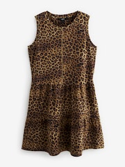 Leopard Sleeveless Tiered Mini Summer Jersey Dress - Image 5 of 6