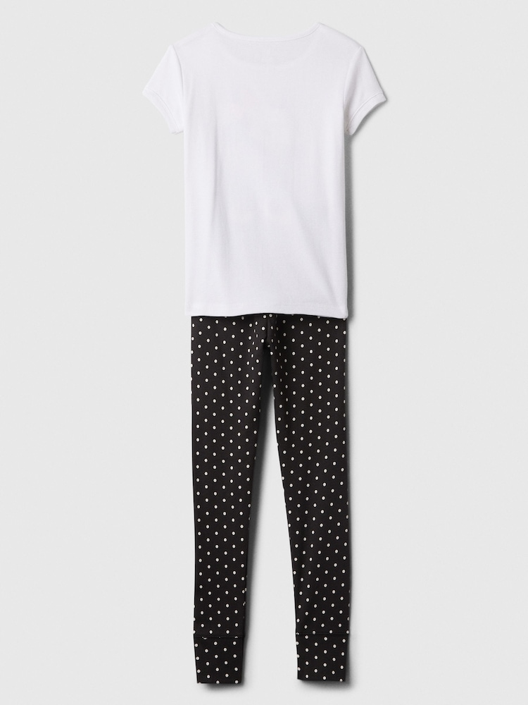 Gap Black/White Disney Minnie Mouse Organic Cotton Short Sleeve Pyjama Set (4-13yrs) - Image 2 of 3