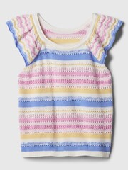 Gap Blue Crochet Short Flutter Sleeve Crew Neck Jumper Vest (4-13yrs) - Image 1 of 1