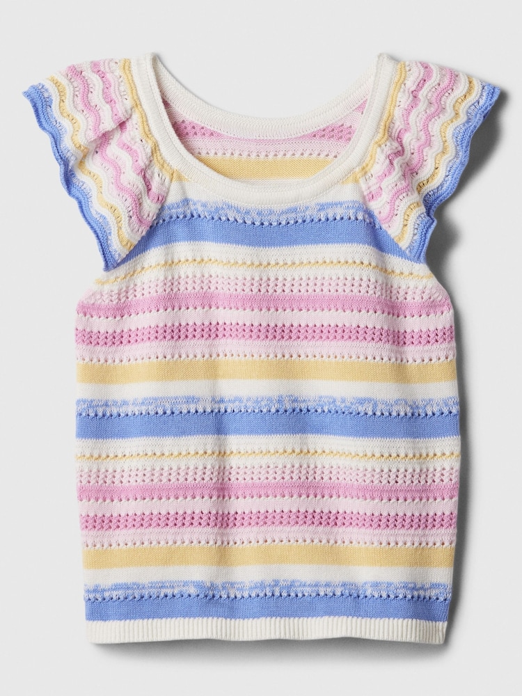 Gap Blue Crochet Short Flutter Sleeve Crew Neck Jumper Vest (4-13yrs) - Image 1 of 1