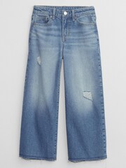 Gap Blue High Waisted Distressed Wide Leg Ankle Jeans (5-13yrs) - Image 1 of 5