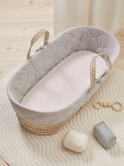 Bedfolk Pink Moses Basket 100% Cotton Fitted Sheet - Image 1 of 3
