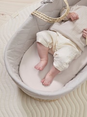 Bedfolk Pink Moses Basket 100% Cotton Fitted Sheet - Image 2 of 3