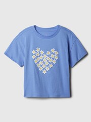 Gap Blue 3D Flower Graphic Short Sleeve Crew Neck T-Shirt (4-13yrs) - Image 1 of 2