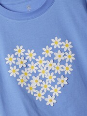 Gap Blue 3D Flower Graphic Short Sleeve Crew Neck T-Shirt (4-13yrs) - Image 2 of 2