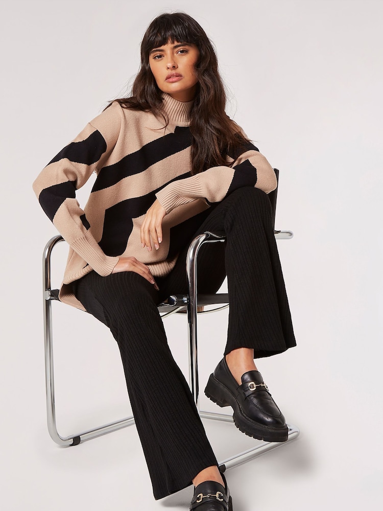Apricot Black Leather Chunky Loafers - Image 1 of 5