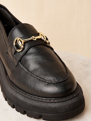 Apricot Black Leather Chunky Loafers - Image 4 of 5