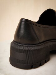 Apricot Black Leather Chunky Loafers - Image 5 of 5