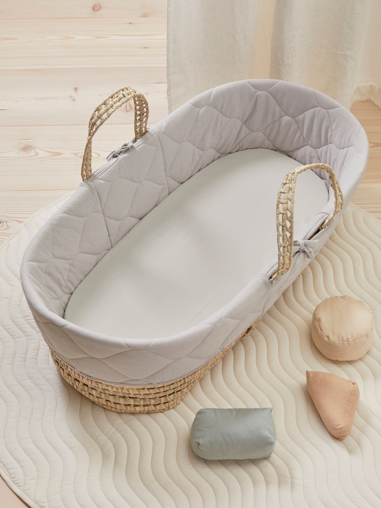 Bedfolk Natural Moses Basket 100% Cotton Fitted Sheet - Image 1 of 3