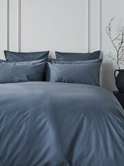 Bedfolk Set of 2 Blue Luxe 100% Cotton Square Pillowcases - Image 1 of 3